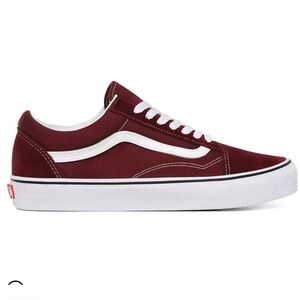 VANS Old Skool Trainers. Burgundy and White Sneakers Men's size 10.5